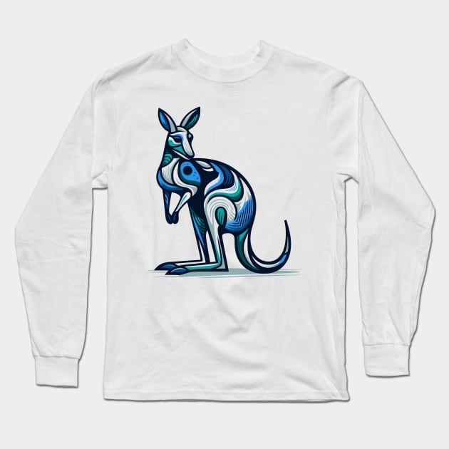 Pop art kangaroo illustration. cubism illustration of a kangaroo Long Sleeve T-Shirt by gblackid